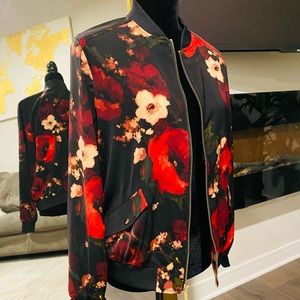 Susan Graver Floral Baseball Jacket